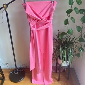 Lulus Own the Night Pink Strapless Maxi Dress